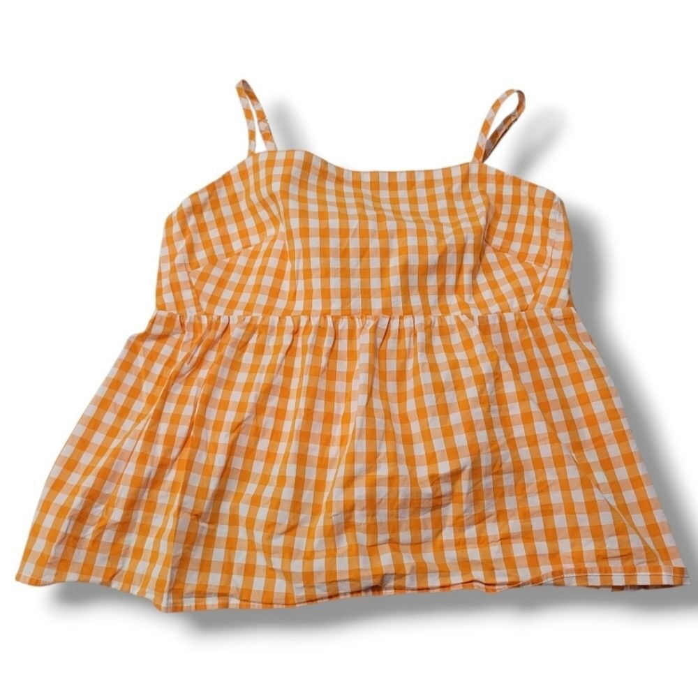 J.Crew Top Size 8 J. Crew Peplum Cami Gingham Camisole Babydoll Fit Tie Back Top